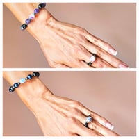 Image 5 of Pink Stone, Purple, or Blue Flower w/ Caps Magnetic Ring Collection