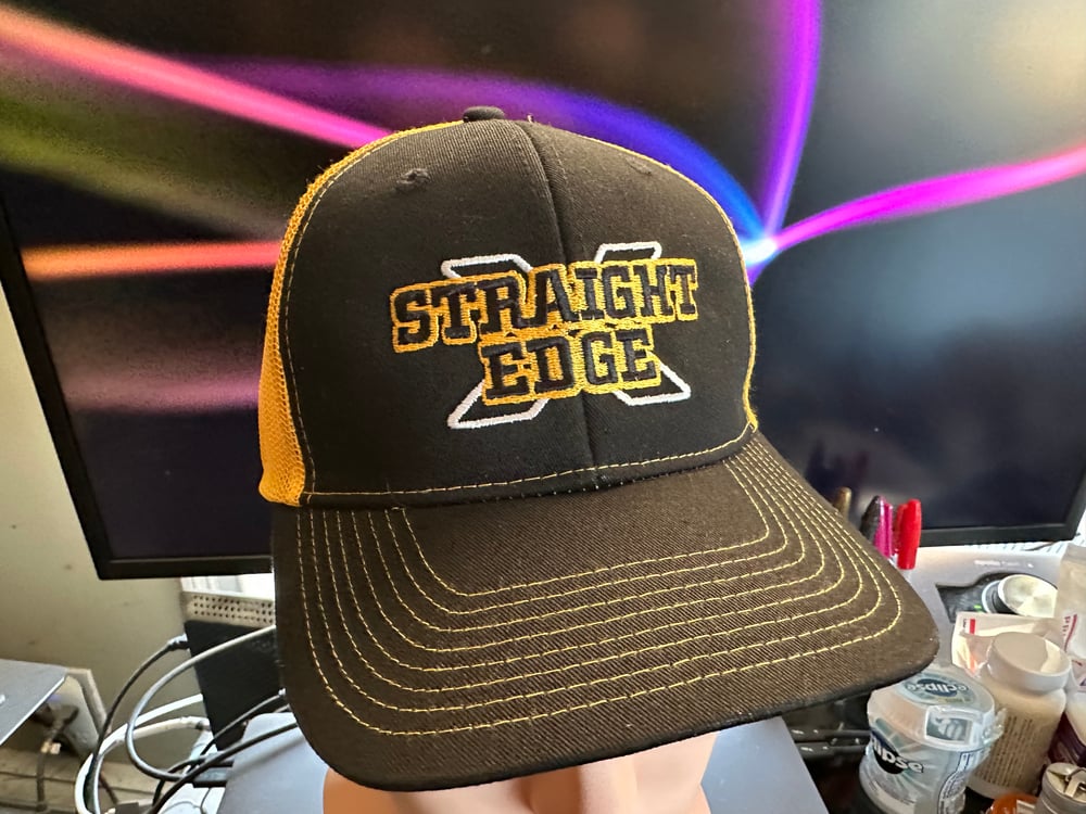 Black & Gold Mesh "Straight Edge" Snapback Trucker Cap