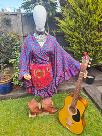 Image 6 of Amara Wrap dress - Blues reds 10-16 uk