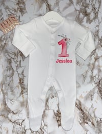 Pink Floral First Sleepsuit
