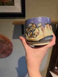 Image 10 of Silly Droopy Folk Art Cat gets a Fish Cup