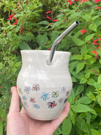 Image 1 of Flower decorated straw cup
