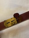 late 60s custom leather + brass key + lock belt