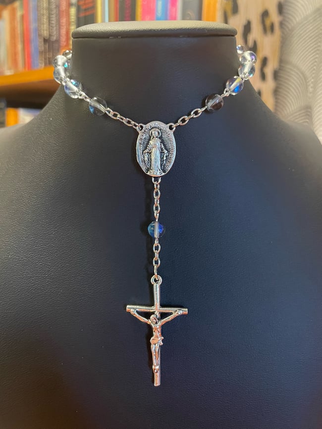 Traditional Car Rosary - Iridescent Blue