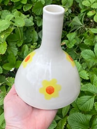 Image 4 of Large Bud Vase Yellow Decorated Flowers 