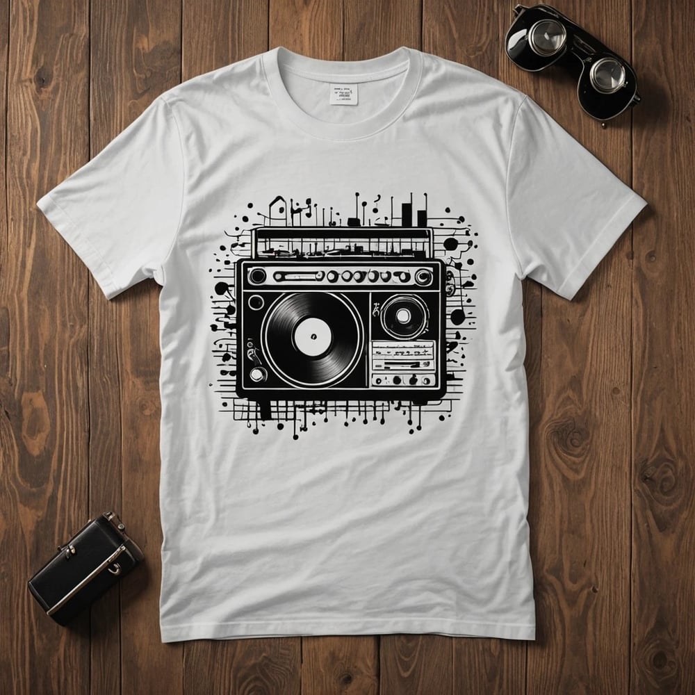 Image of T-shirt retro music illustration 