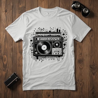 Image of T-shirt retro music illustration 