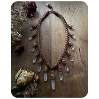 Image 3 of SALE - The Oakley Necklace - Clear Quartz Crystals and Chestnut Brown Leather   