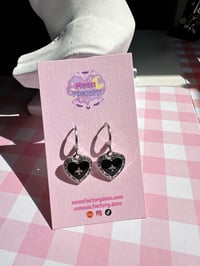 Image 2 of Coquette black heart earrings 🖤