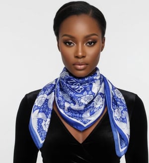 Image of ZPB Blue and White Dove Square Sorority Scarf