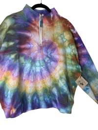 Image 3 of XL Ladies Quarter-Zip Pullover in Autumn Spiral Ice Dye