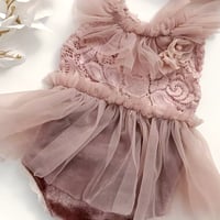 Image 2 of Newborn girls body-dress |Lucia | dusty pink