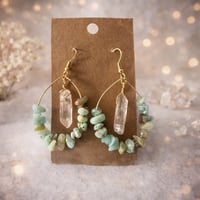 Image 1 of Amazonite quartz hoops 