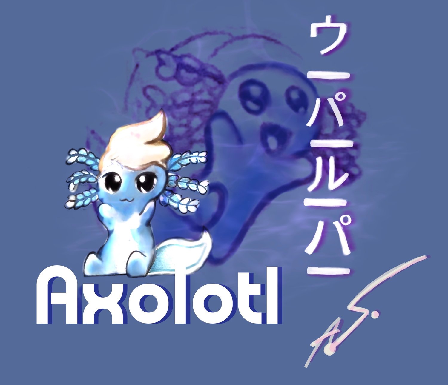 Image of Axolotl- Blue
