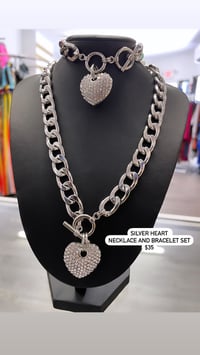 Image 2 of Silver heart necklace and bracelet set 