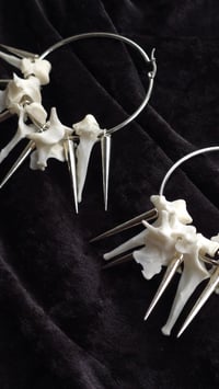 Image 3 of Cat Vertebrae bone spikey hoop earrings