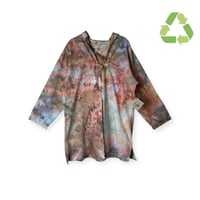 Image 1 of ♻️ UPCYCLED XL 100% Hooded Cotton Open Jacket in Sedona Ice Dye
