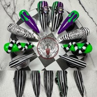 3D Beetlejuice Inspired Press-On Nails