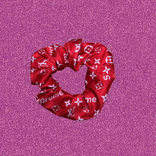 Image of Red supreme Lv inspired scrunchie 