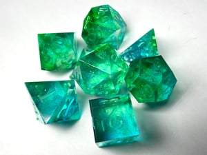 Image of Blue and Green tendrils (finished to order) 7-Piece TTRPG Dice Set 