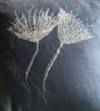 Image 3 of Black linen embroidered cushion