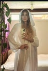 late 60s early 1970s gauze caftan maxi dress with hood