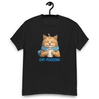 Image 3 of Cat-puccino Cozy Cat Coffee Graphic Unisex T-Shirt