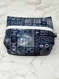 Image 7 of Navy Batik Handmade Boxy Zipper Pouch
