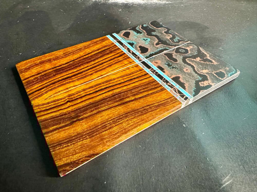 Image of Camo Carbon & Desert Ironwood Segmented Knife Scales