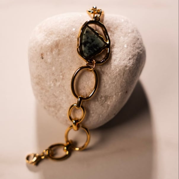 Image of AURORA 18ct Gold Plate Natural Stone Abstract Bracelet 