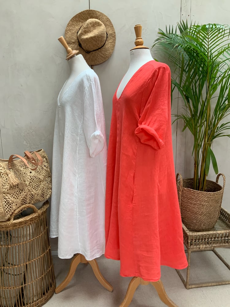 Image of Robe En Lin Alizé Corail
