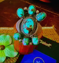 Image 7 of Vintage 7 stone turquoise cluster ring 