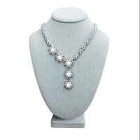 Image 3 of Asymmetrical Chainmaille + Crystal Snowflake Necklace