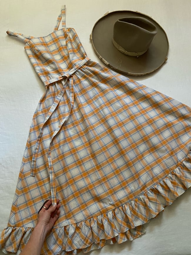 70s wrap sundress with criss cross straps 