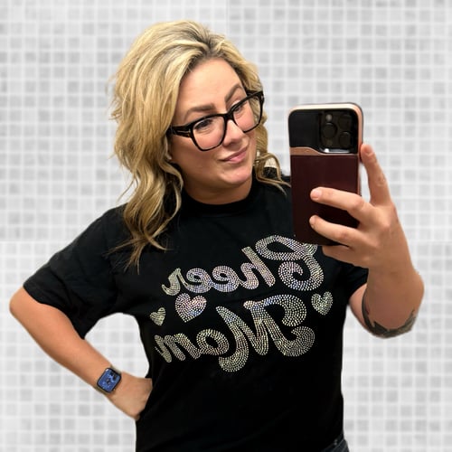 Image of Rhinestone Cheer Mom Shirt