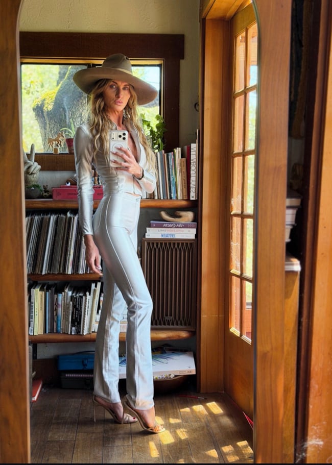 1970s cosmic silver stretch trouser set 