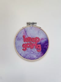 Image 1 of Original Hand Embroidery Artwork - “Keep Going” - Pink Purple Marble