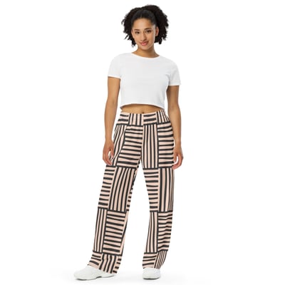 Image of Comfy Natural Pattern Wide-Leg Pants