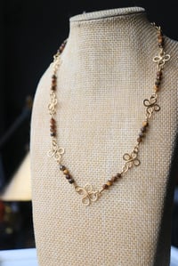 Image 3 of Tigers Eye + Brass Clover Choker