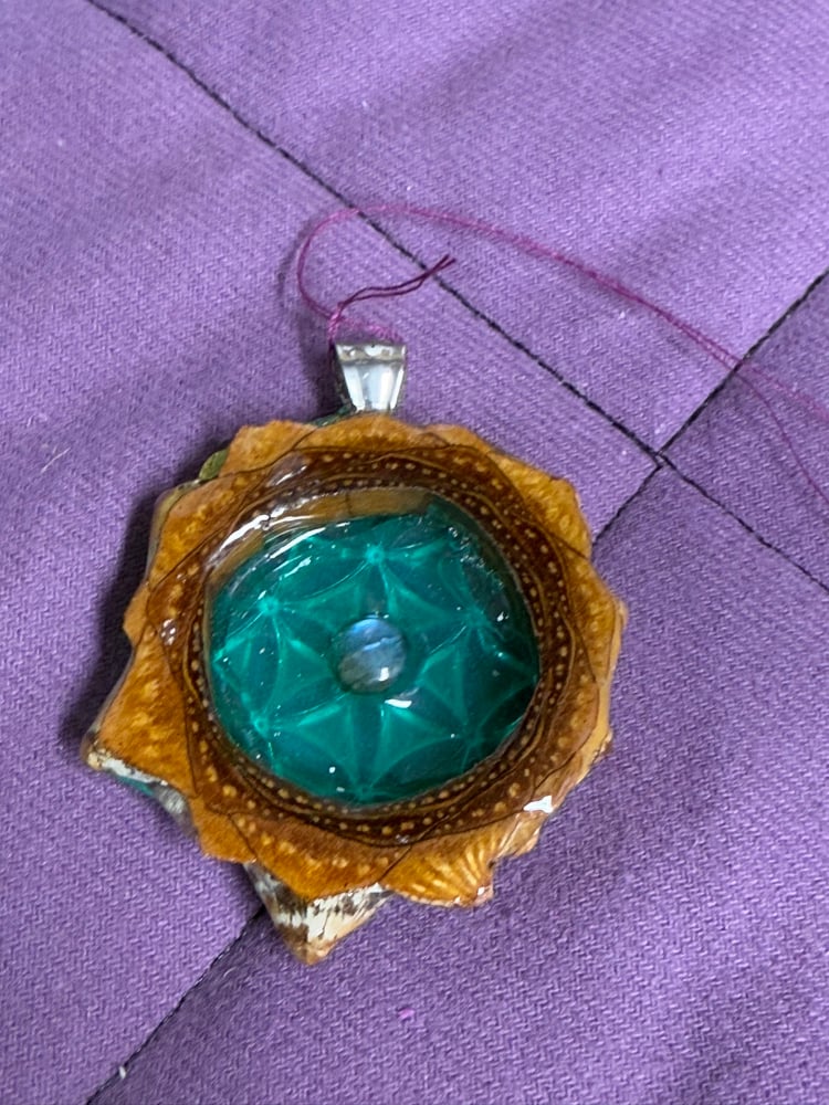 Image of Aqua Labradorite Seed of Life Pinecone Charm | Handmade PNW Jewelry | #93