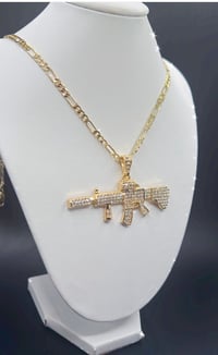 Image 1 of GOLD DIAMOND GUN NECKLACE