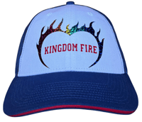 Image 1 of Heavenly Made Apparel Kingdom Fire Mesh Hat - Blue, Red, & White Adjustable 