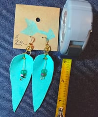 Image 2 of Aqua leather earrings 