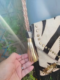 Image 8 of Yellowstone cross over body bag fringes / Moroccan stone ZEBRA