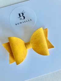Mustard suede bow 