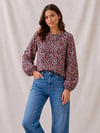 Red Ditsy Rayon Floral Smock Top sizes 8-20 with free postage 