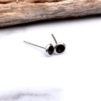 Image 3 of Handmade Black Hole Concave Sterling Silver Stud Earrings