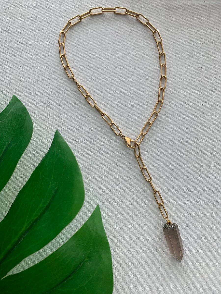 Image of SALEM • Adjustable Lariat Necklace | Smokey Quartz