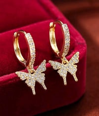 1pc Cubic Zirconia Butterfly Drop Earrings