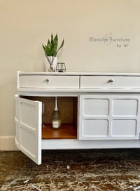 Image 3 of Luxurious, Large Nathan Curved Sideboard in White on Brushed Steel Legs